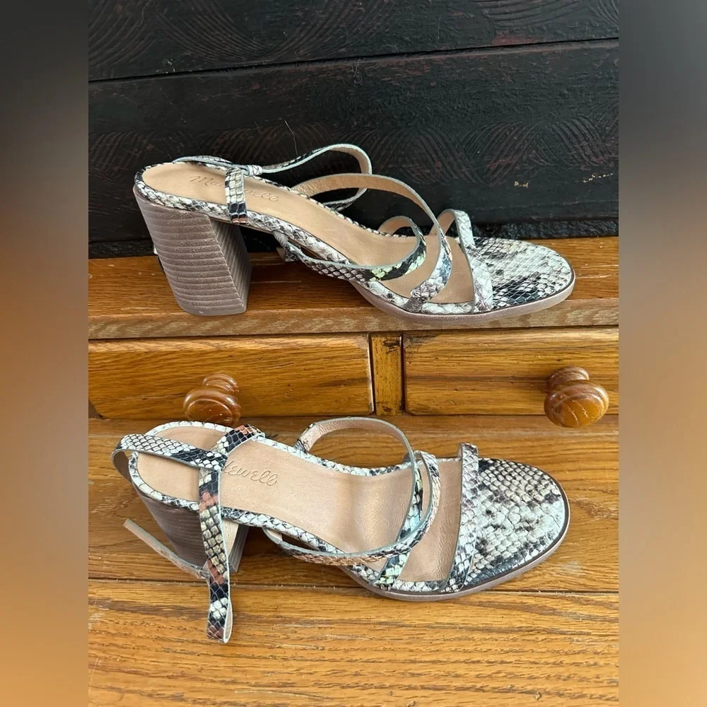 Madewell The Edie‎ Sandal in Snake Embossed Leather 9.5 Style AH726